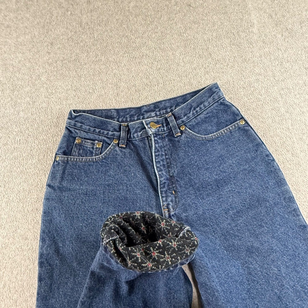 LL Bean Double L Jeans Womens 6 x 30 Vintage Blue Flannel Lined Denim High Rise